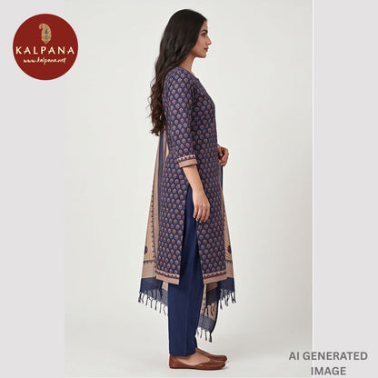 Printed  Tussar Unstitched Suit