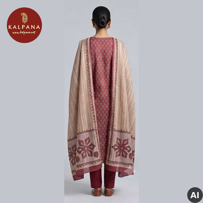 Printed  Tussar Unstitched Suit