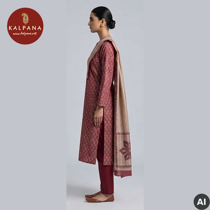 Printed  Tussar Unstitched Suit