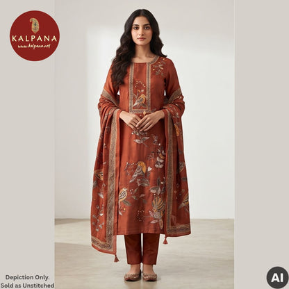 Shirt: Rust Coloured Printed With Embroidery Blended SICO Cotton Unstitched Suit and Border.
Dupatta: Rust Color Printed With Embroidery SICO Cotton Dupatta.
Bottom: Rust Blended SICO Cotton Bottom.
Perfect for Semi,Formal,Wear. 
Recommended for Summer season(s). Dry Clean Only
Shirt Fabric: 2.5 mts
Salwar Fabric: 2.4 mts
Dupatta: 2.4 mts
Country Of Origin:India
Weight: 500 gms