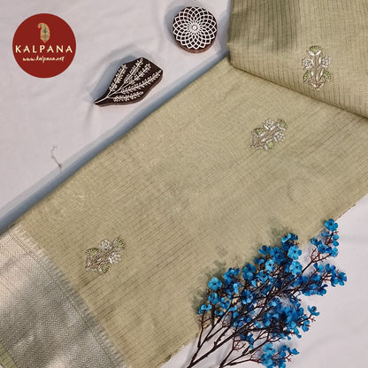 Aari Embroidery Pure Kora Tissue Saree