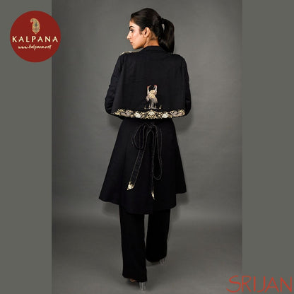 Parsi Gara Trench Coat Linen Black TOP