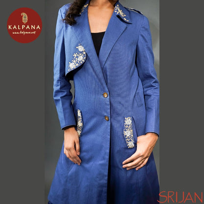 Parsi Gara Trench Coat Linen Blue TOP