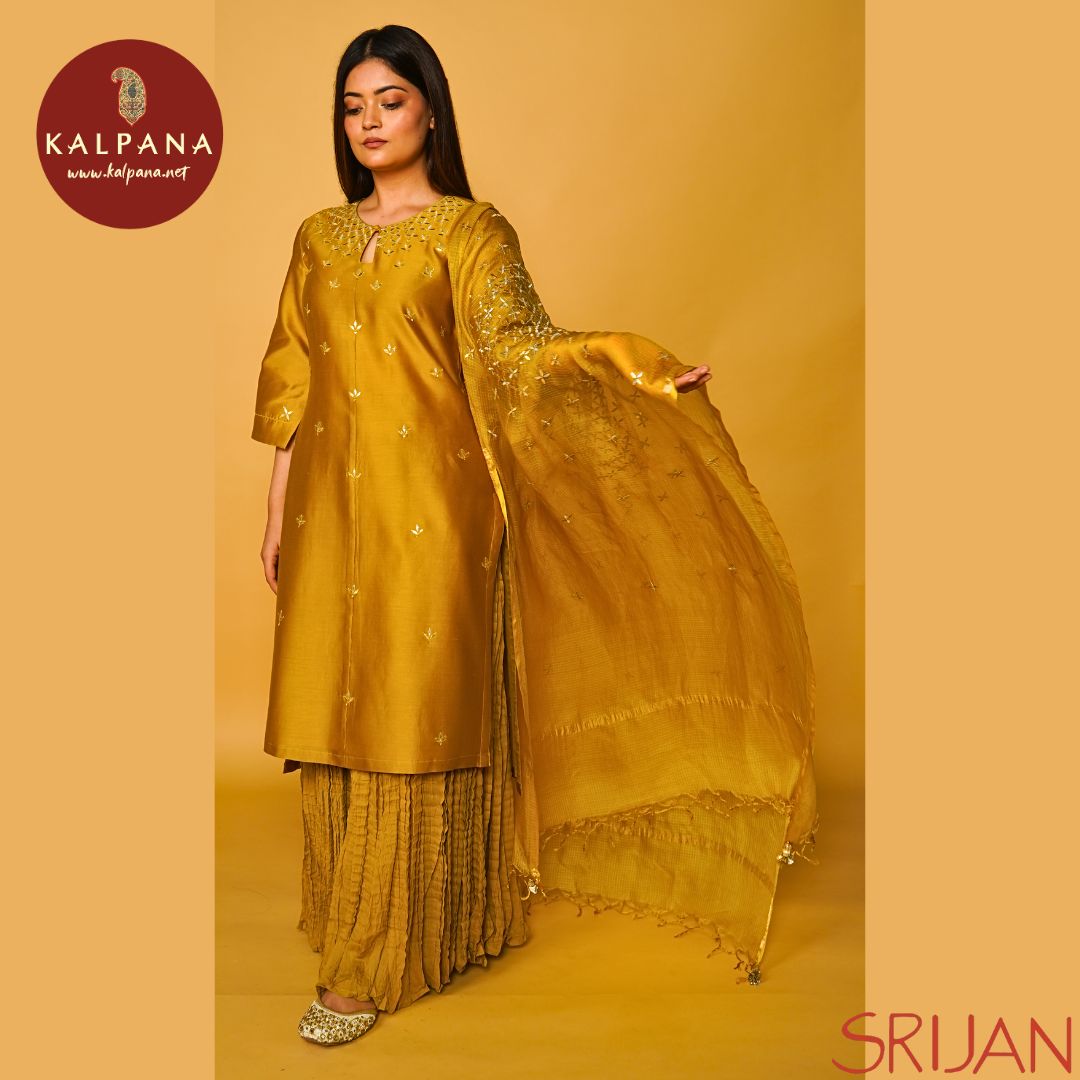 Top : Gotta Patti A-Line Front Open Musturd Chanderi Shirt and Boat Neck Neckline.
Dupatta: It comes with Musturd color Gotta Patti Silk Kota Dupatta.
Bottom : The SICO Silk Gotta Patti Musturd color Crushed Skirt.
Perfect for Semi,Formal,Wear. Recommended for Summer season(s). Dry Clean Only
Country Of Origin:India
Weight: 500 gms