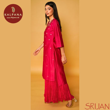 A-Line Front Open Gotta Patti Chanderi Salwar Kameez