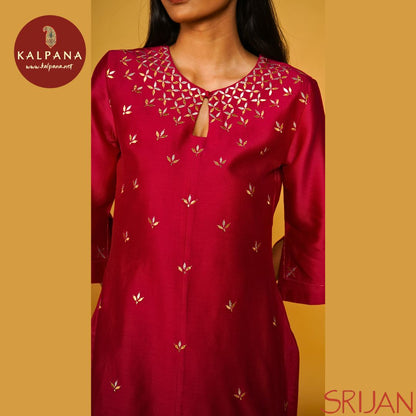 A-Line Front Open Gotta Patti Chanderi Salwar Kameez