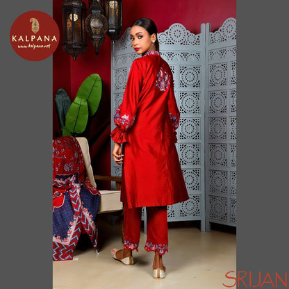 A-Line Front Open Chintz Chanderi Salwar Kameez