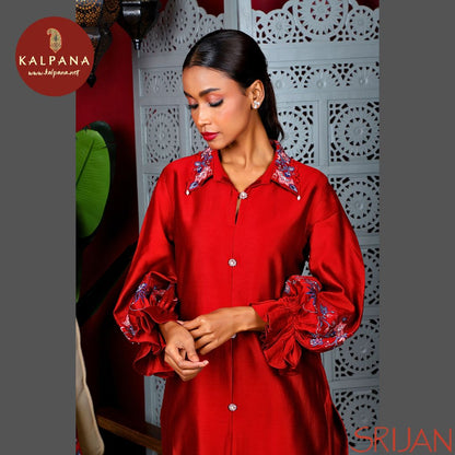 A-Line Front Open Chintz Chanderi Salwar Kameez