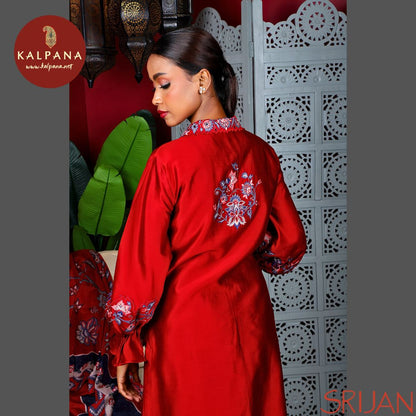 A-Line Front Open Chintz Chanderi Salwar Kameez