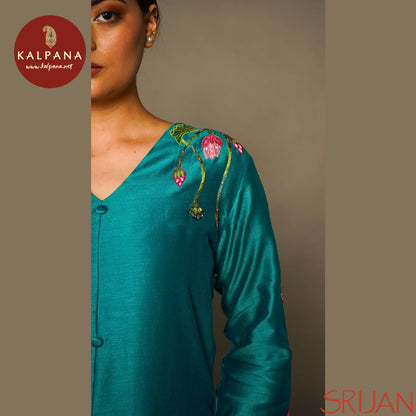 A-Line Front Open Pichwai Chanderi Salwar Kameez