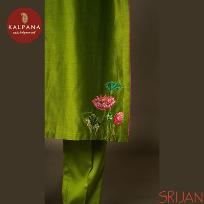 A-Line Front Open Pichwai Chanderi Salwar Kameez