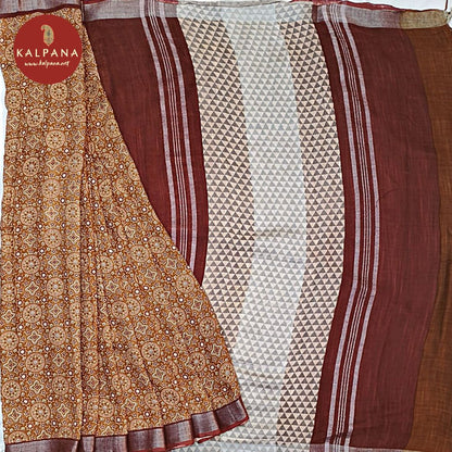 Printed Blended Linen Saree with All Over Printed and Zari Border. The Palla is Zari. It comes with Contrast Colored Printed Unstitched Blouse with . Perfect for Multi Occasion Wear. Recommended for Festive season(s). Dry Clean Only
Saree 5.4 mts
Blouse 0.8 mts
Country Of Origin:India
Weight: 500 gms