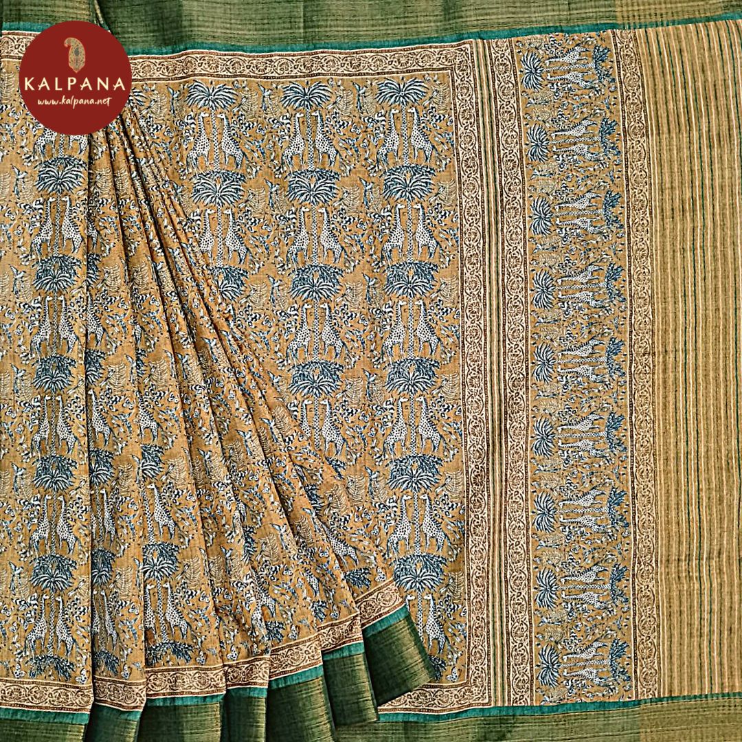 Mustard Yellow Printed Blended Tussar Silk Saree with Zari Border.The Contrast colored Plain Unstitched Blouse has Zari Border Perfect for Multi Occasion Wear in Festive season(s). Dry Clean Only.
Saree 5.4 mts
Blouse 0.8 mts
Country Of Origin:India
Weight: 500 gms