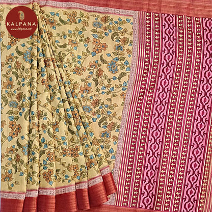 Yellow Printed Blended Tussar Silk Saree with Zari Border. The Palla is Printed. The Contrast colored Plain Unstitched Blouse has Zari Border Perfect for Multi Occasion Wear in Festive season(s). Dry Clean Only.
Saree 5.4 mts
Blouse 0.8 mts
Country Of Origin:India
Weight: 500 gms
