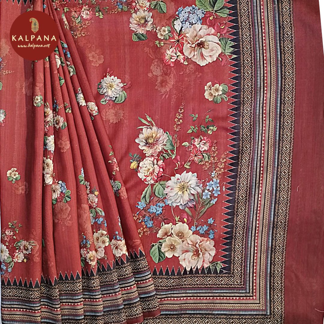 Maroon Red Printed Blended Tussar Silk Saree with Printed Border.The Self colored Printed Unstitched Blouse has Printed Border Perfect for Multi Occasion Wear in Festive season(s). Dry Clean Only.
Saree 5.4 mts
Blouse 0.8 mts
Country Of Origin:India
Weight: 500 gms
