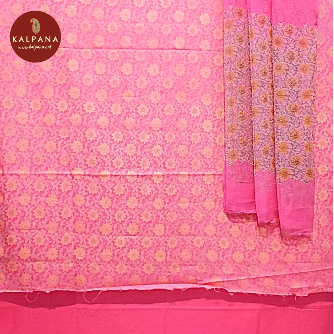 Printed Blended Cotton Unstitched Suit with All Over Printed. It comes with Self matched Pink color Printed Chiffon Dupatta. The Cotton Salwar is Pink. Perfect for Multi Occasion Wear. Recommended for Festive season(s). Dry Clean Only
Shirt Fabric: 2.5 mts
Salwar Fabric: 2.4 mts
Dupatta: 2.4 mts
Country Of Origin:India
Weight: 500 gms