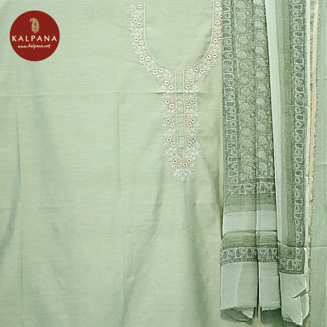 Embroidery Blended SICO Cotton Unstitched Suit with All Over Neck Design. It comes with Self matched Fern Green color Printed Chiffon Dupatta. The SICO Cotton Salwar is Fern Green. Perfect for Multi Occasion Wear. Recommended for Festive season(s). Dry Clean Only
Shirt Fabric: 2.5 mts
Salwar Fabric: 2.4 mts
Dupatta: 2.4 mts
Country Of Origin:India
Weight: 500 gms