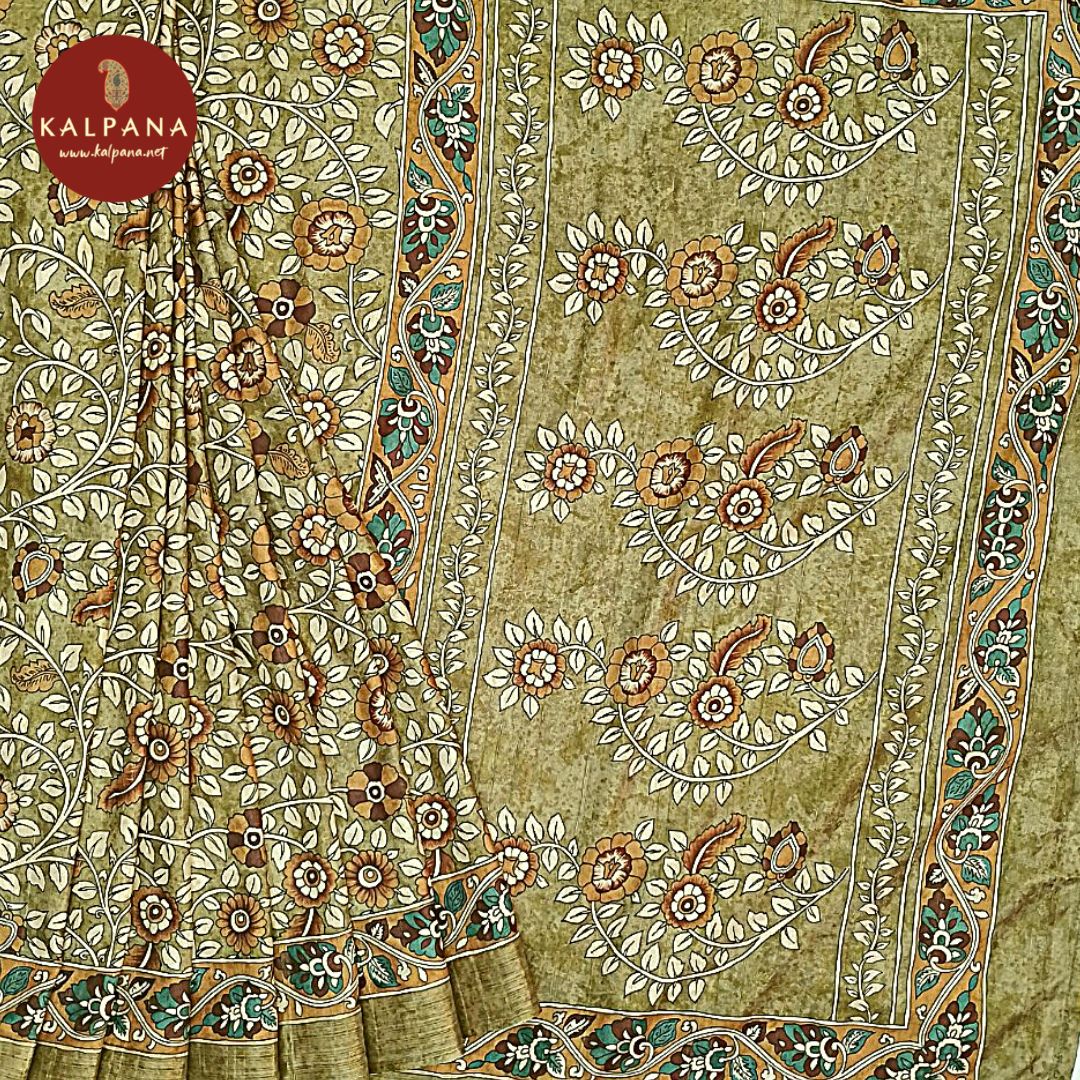 Mehendi Green Printed Blended Tussar Silk Saree with Zari Border. The Palla is Zari. The Self colored Printed Unstitched Blouse has Perfect for Multi Occasion Wear in Festive season(s). Dry Clean Only.
Saree 5.4 mts
Blouse 0.8 mts
Country Of Origin:India
Weight: 500 gms