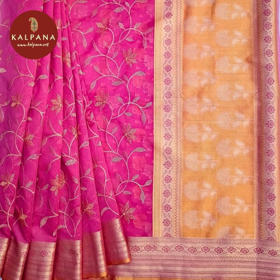 Pink Benarasi Embroidery Blended Cotton Saree with Woven Zari Border. The Palla is Woven. The Self colored Woven Unstitched Blouse with woven border has Perfect for Semi Formal Wear in Summer season(s). Dry Clean Only.
Saree 5.4 mts
Blouse 0.8 mts
Country Of Origin:India
Weight: 500 gms