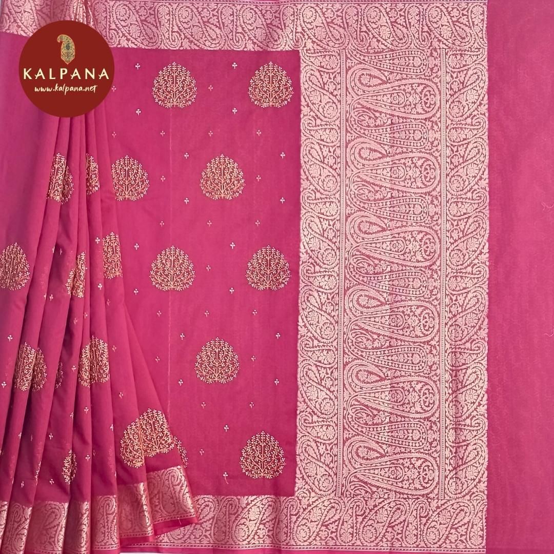 HotPink Embroidery Blended SICO Cotton Saree with Woven Zari Border. The Palla is Woven Zari. The Self colored Woven Zari Unstitched Blouse with Printed Border has Zari Border Perfect for Semi Formal Wear in Summer season(s). Dry Clean Only.
Saree 5.4 mts
Blouse 0.8 mts
Country Of Origin:India
Weight: 500 gms