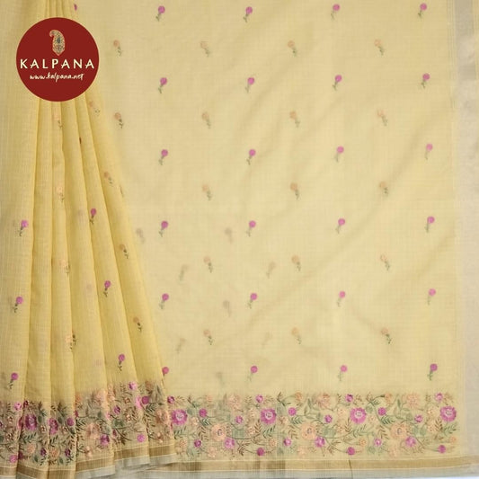 Yellow Embroidery Blended SICO Cotton Saree with Zari Border. The Palla is Zari. The Self colored Plain Unstitched Blouse has Zari Border Perfect for Semi Formal Wear in Summer season(s). Dry Clean Only.
Saree 5.4 mts
Blouse 0.8 mts
Country Of Origin:India
Weight: 500 gms