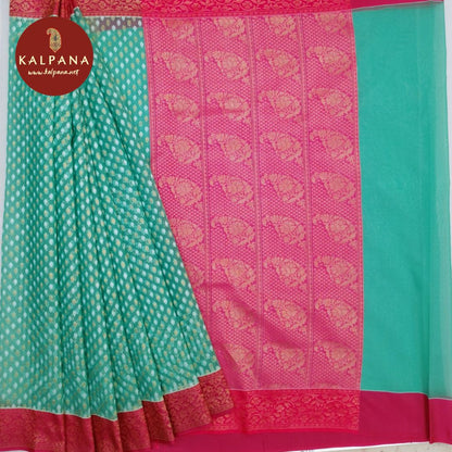 Rama Green Benarasi Woven Blended SICO Cotton Saree with Woven Zari Border. The Palla is Woven Zari. The Self colored Plain Unstitched Blouse has Woven Border Perfect for Multi Occasion Wear in Summer season(s). Dry Clean Only.
Saree 5.4 mts
Blouse 0.8 mts
Country Of Origin:India
Weight: 500 gms