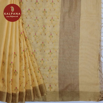 Light Mustard Yellow Benarasi Woven Blended SICO Cotton Saree with Zari Border. The Palla is Woven Zari. The Self colored Woven Zari Unstitched Blouse has Zari Border Perfect for Semi Formal Wear in Summer season(s). Dry Clean Only.
Saree 5.4 mts
Blouse 0.8 mts
Country Of Origin:India
Weight: 500 gms