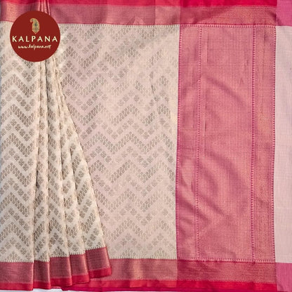 Beige Benarasi Woven Blended Silk Kota Saree with Woven Zari Border. The Palla is Woven Zari. The Contrast colored Plain Unstitched Blouse with woven border has Woven Border Perfect for Semi Formal Wear in Summer season(s). Dry Clean Only.
Saree 5.4 mts
Blouse 0.8 mts
Country Of Origin:India
Weight: 500 gms