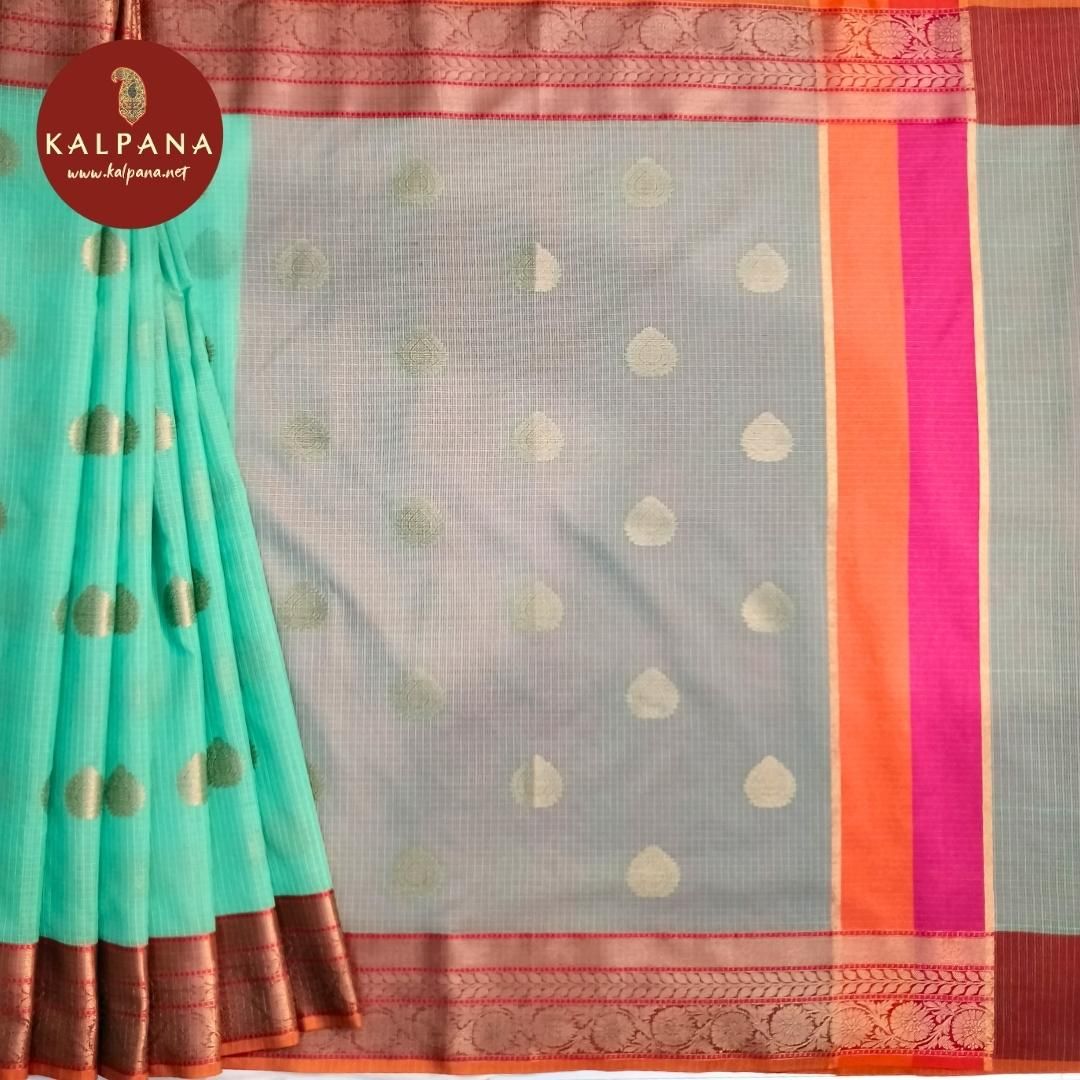 LightGreen Benarasi Woven Blended Silk Kota Saree with Woven Zari Border. The Palla is Woven Zari. The Contrast colored Plain Unstitched Blouse with woven border has Woven Border Perfect for Semi Formal Wear in Summer season(s). Dry Clean Only.
Saree 5.4 mts
Blouse 0.8 mts
Country Of Origin:India
Weight: 500 gms