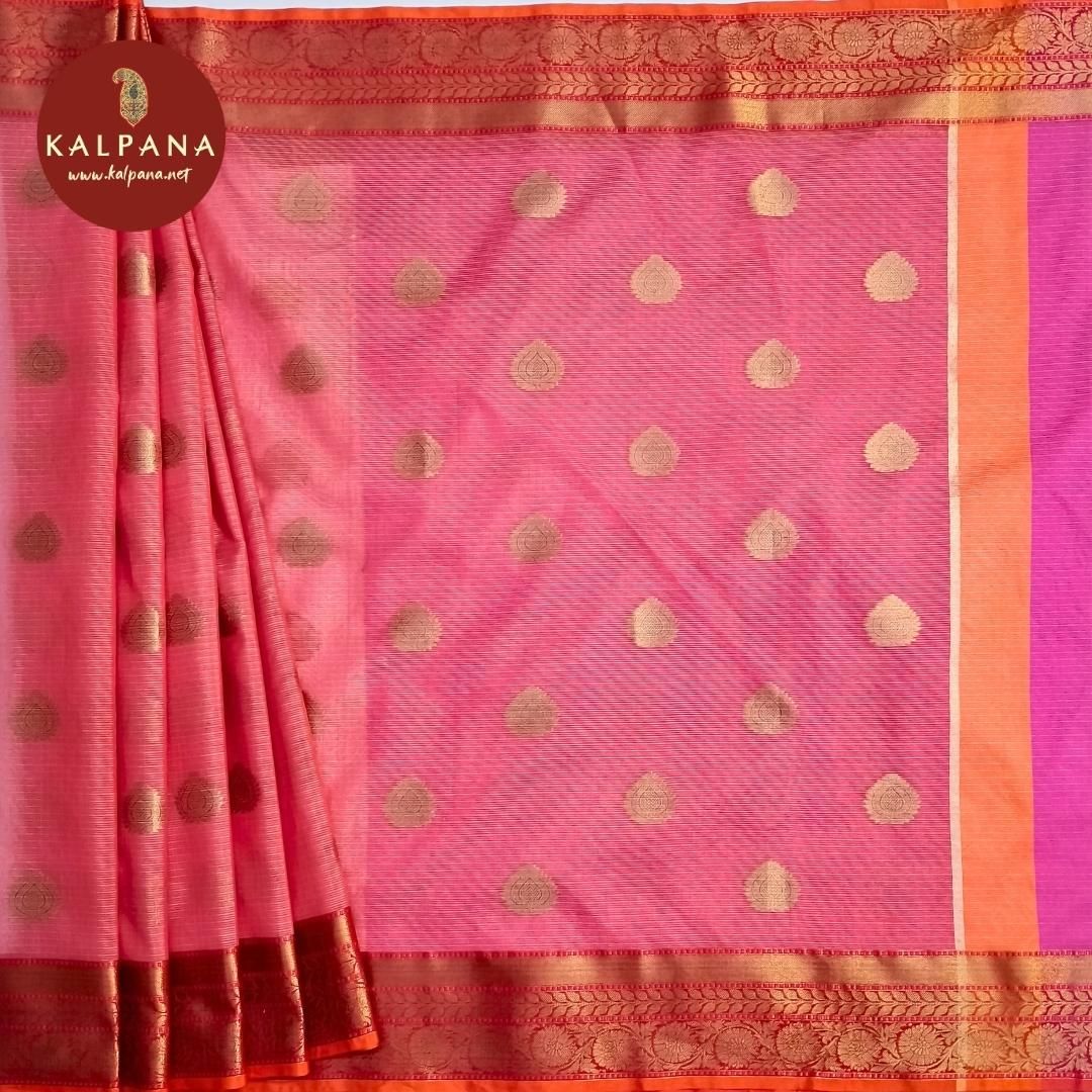 HotPink Benarasi Woven Blended Silk Kota Saree with Woven Zari Border. The Palla is Woven Zari. The Self colored Plain Unstitched Blouse with woven border has Woven Border Perfect for Semi Formal Wear in Summer season(s). Dry Clean Only.
Saree 5.4 mts
Blouse 0.8 mts
Country Of Origin:India
Weight: 500 gms