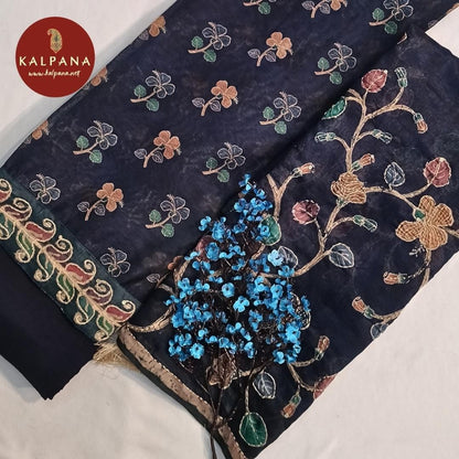 Shirt: Navy Coloured Embroidery SICO Cotton Unstitched Suit.
Dupatta: Navy Color Printed SICO Cotton Border.
Bottom: Navy SICO Cotton Bottom.
Perfect for Semi,Formal,Wear. 
Recommended for winter season(s). Dry Clean Only
Shirt Fabric: 2.5 mts
Salwar Fabric: 2.4 mts
Dupatta: 2.4 mts
Country Of Origin:India
Weight: 500 gms