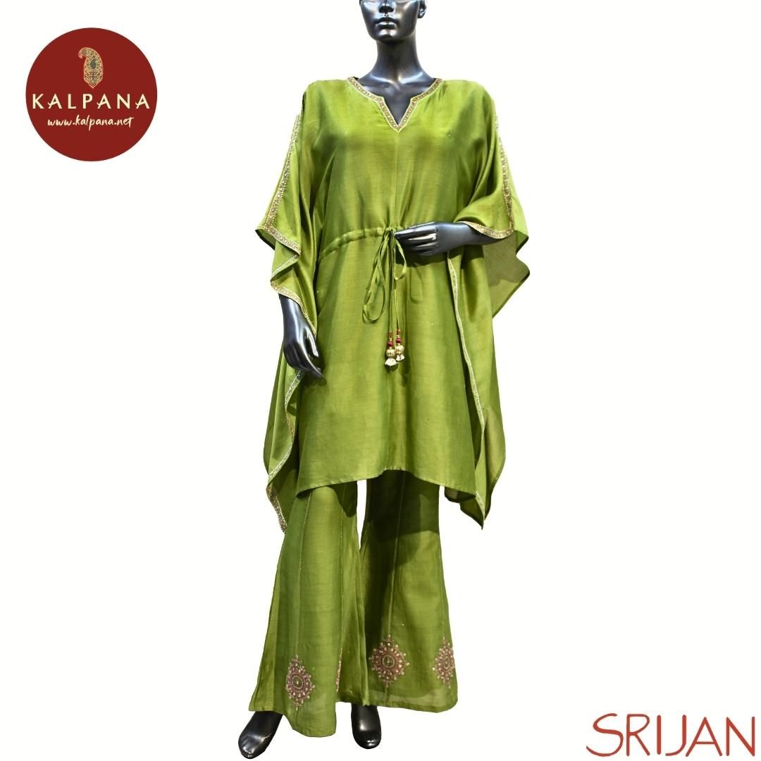 Top : Gota Patti Kaftan Pure Chanderi Shirt with All Over Plain with Embroidery and Self Border. The Neckline is Round
Bottom : The Cotton Satin Sharara is Green.
Perfect for Multi Occasion Wear. Recommended for Autumn & Winter season(s). Dry Clean Only
Country Of Origin:India
Weight: 450 gms