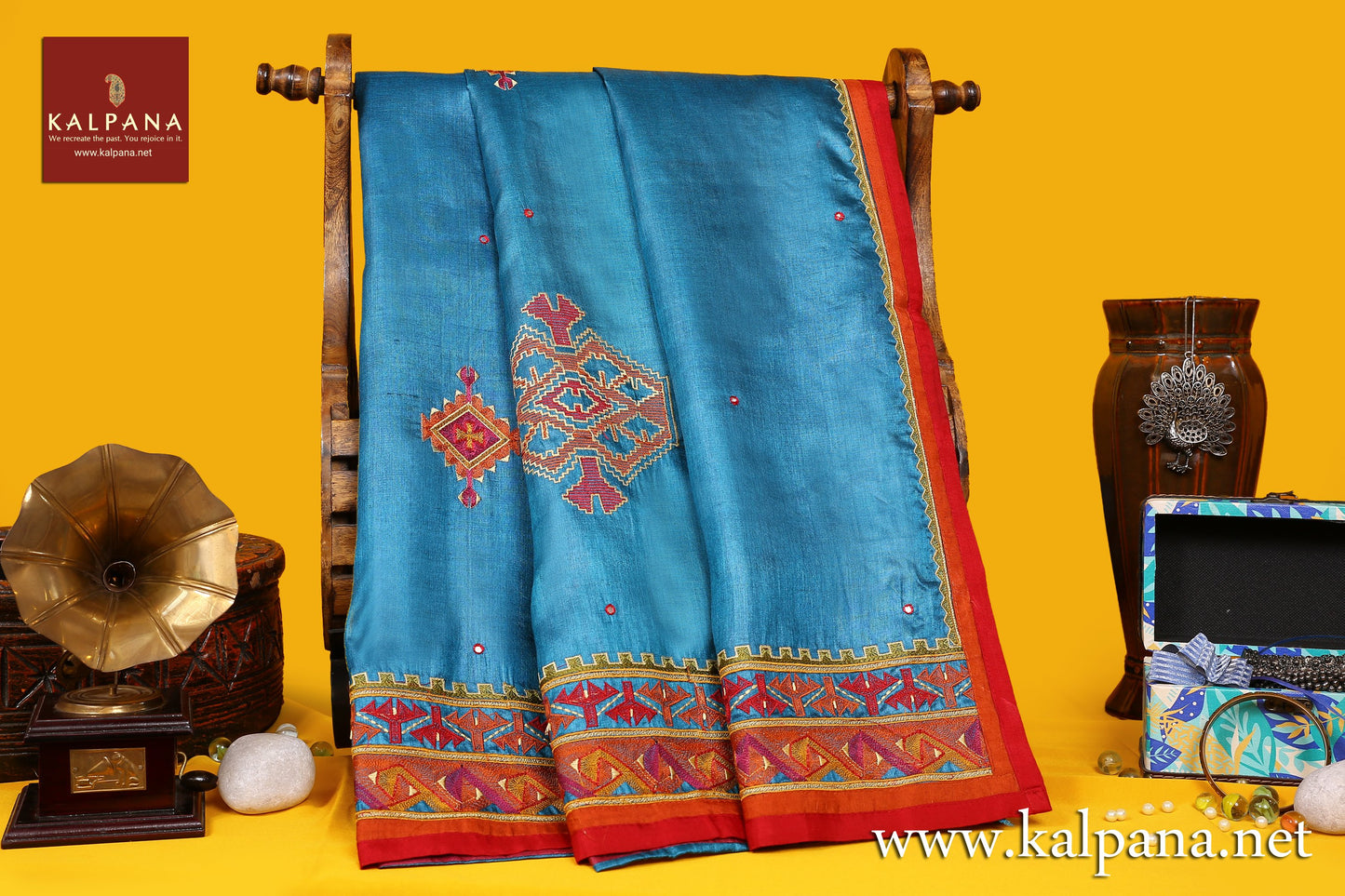 Applique Embroidery Pure Tussar Silk Saree