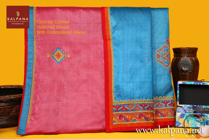 Applique Embroidery Pure Tussar Silk Saree